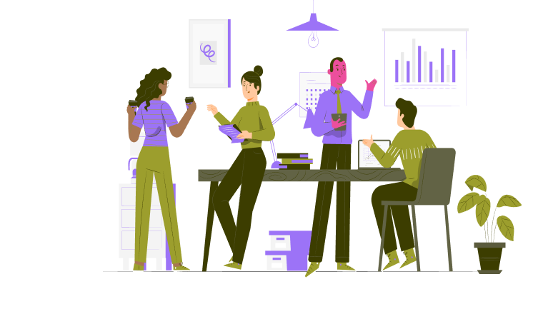 A team of professionals collaborating at a desk